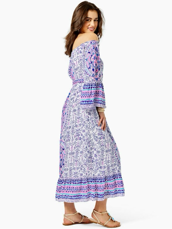 Lilly Pulitzer Dresses & Skirts - Lilly Pulitzer Abigale midi printed side shoulder dress with belt Size S